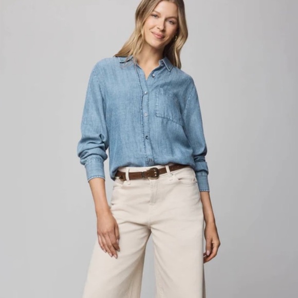 Splendid Sz M Reese Indigo Button Down Shirt - Picture 1 of 10